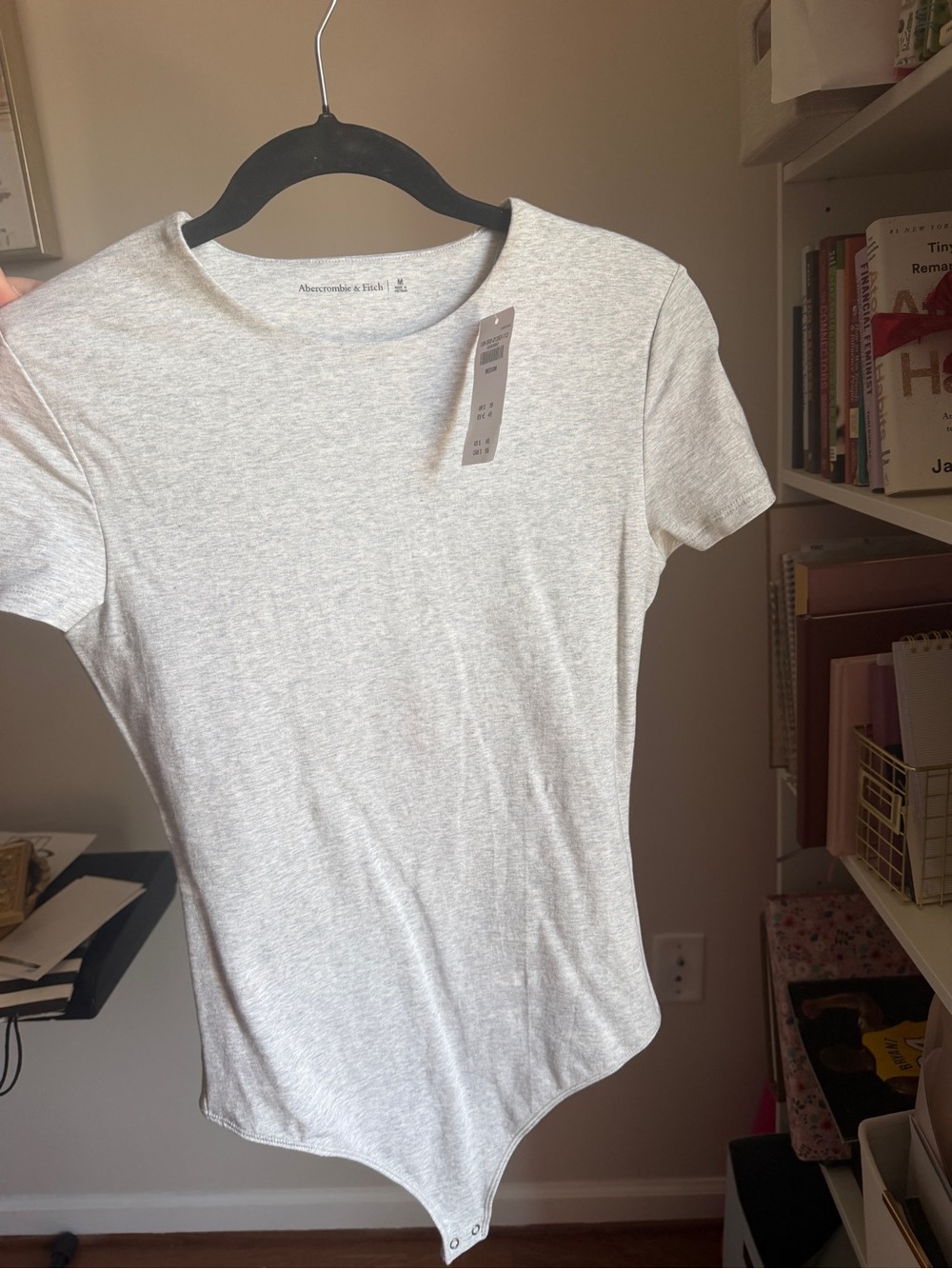 Abercrombie & Fitch Light Heather Gray Short Sleeve Bodysuit